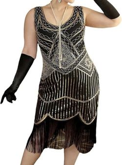 MEDIUM Vintage 1920s Cocktail Dresses Elegant Sequined Flapper Dresses 20s Fringe Mini Dresses Short Prom Party Dress