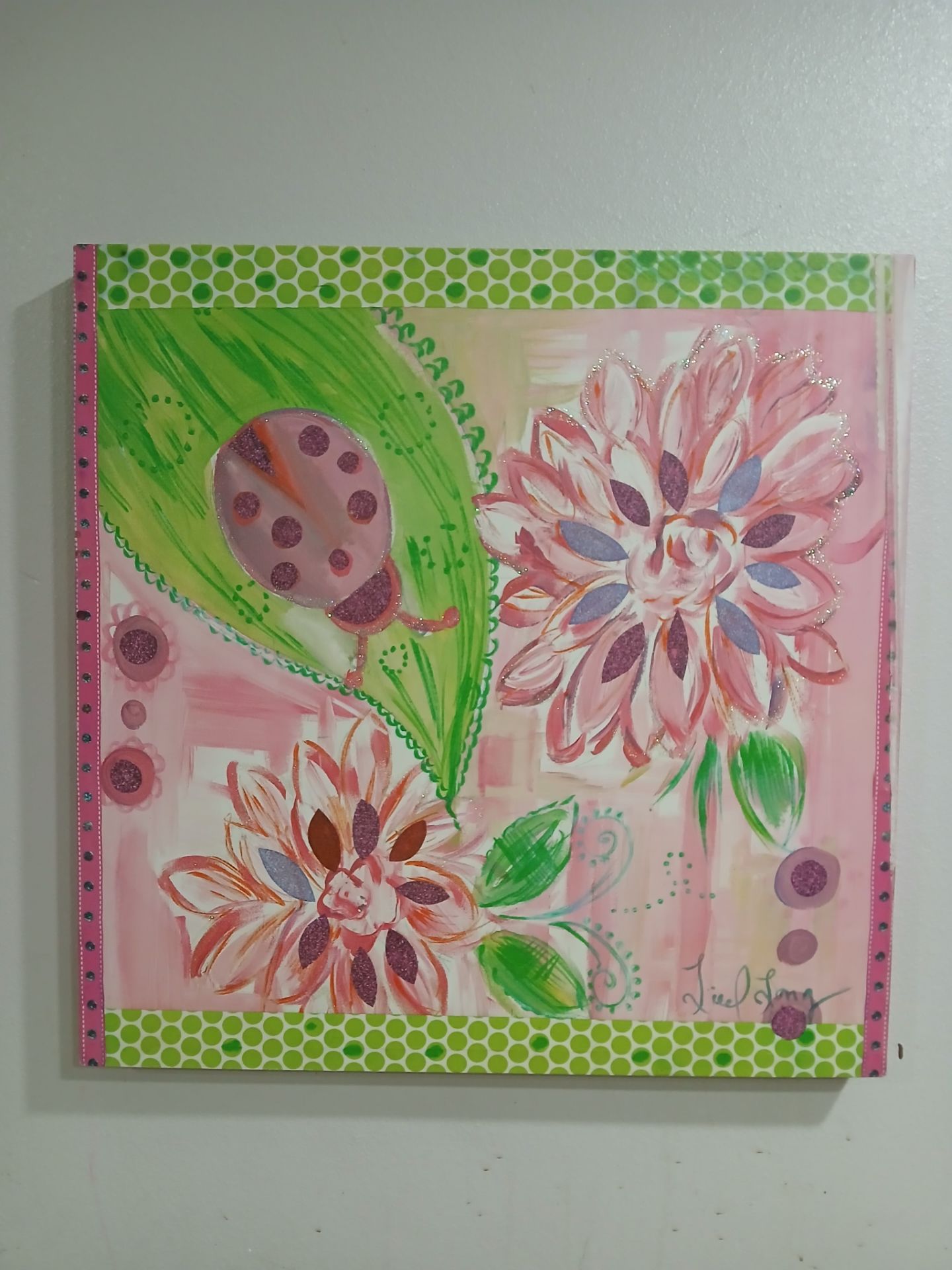 Beautiful nature green and pink canvas