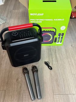 Moyleaf K253 Portable Karaoke Speaker with Wireless Mics