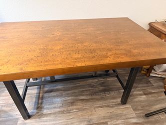 Wood Top Dining Table with Metal Legs