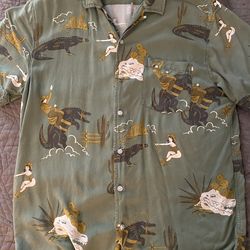 Men’s  large shirt Duvin gator/cowgirl button down 20$