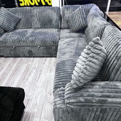 New 🔥 Modern L-Shape Style Premium Grey Sectional w/ Pullout Bed – Finance Today for As Low As $99💥