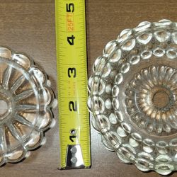 vintage pressed glass lamp bases & parts lot - bobeches for crystal chandeliers & hanging lights