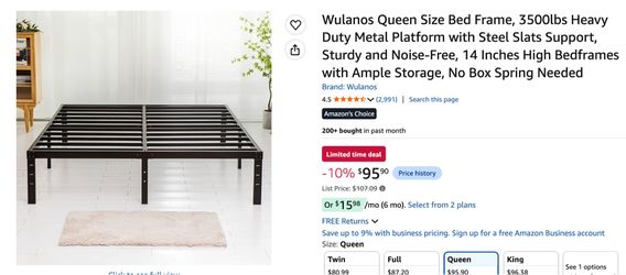 Queen Bed Frame (Amazon)