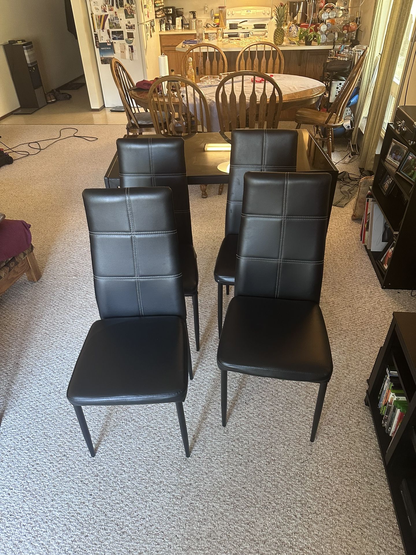 Small Black Glass Top Table And 4 Chairs 