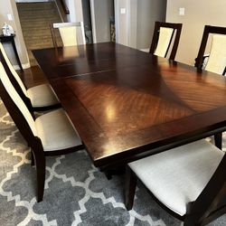 7 Piece Formal Dinning Table w/ 6 Cushioned Chairs