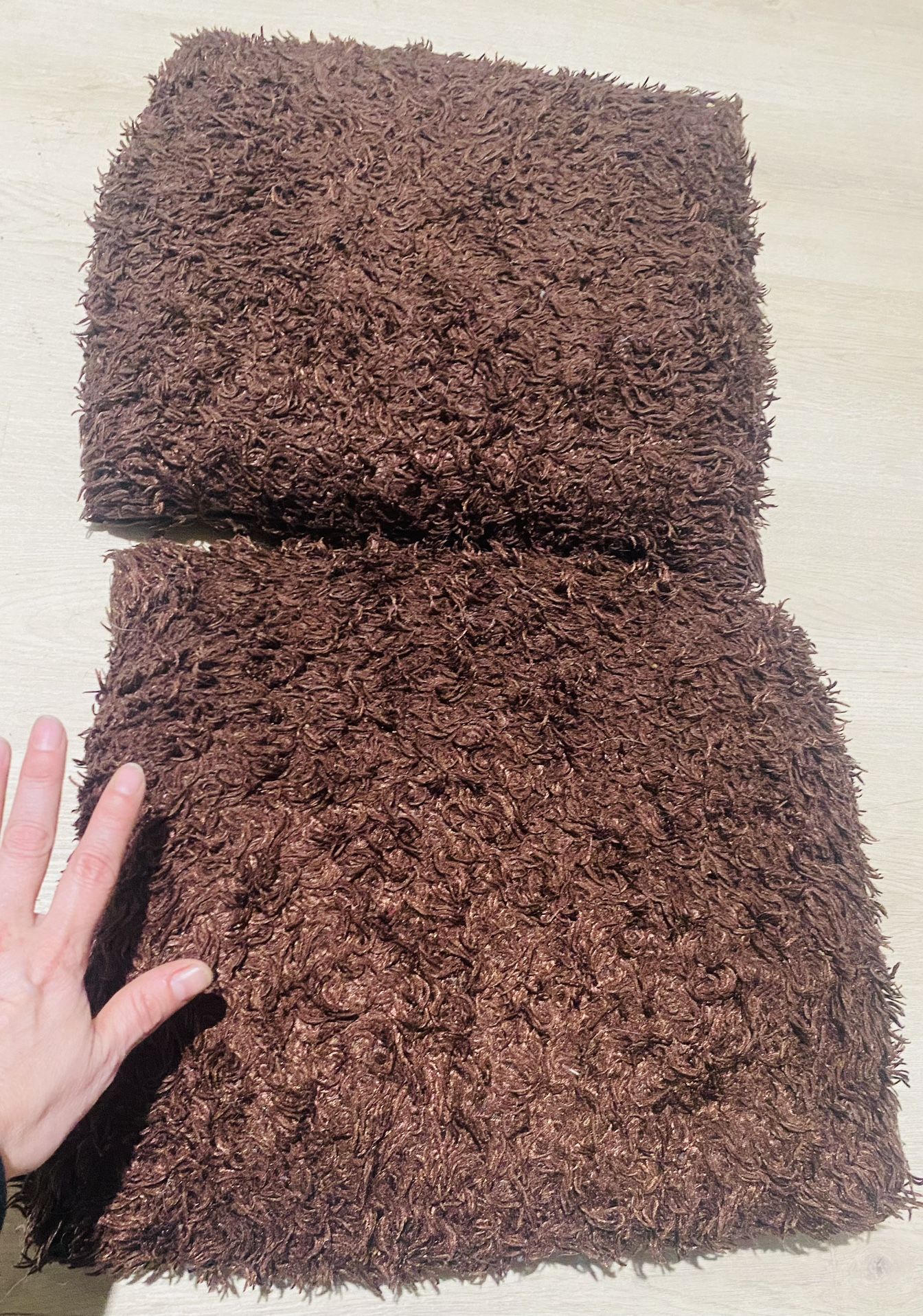 2 Brown Furry Thrown Small Pillows