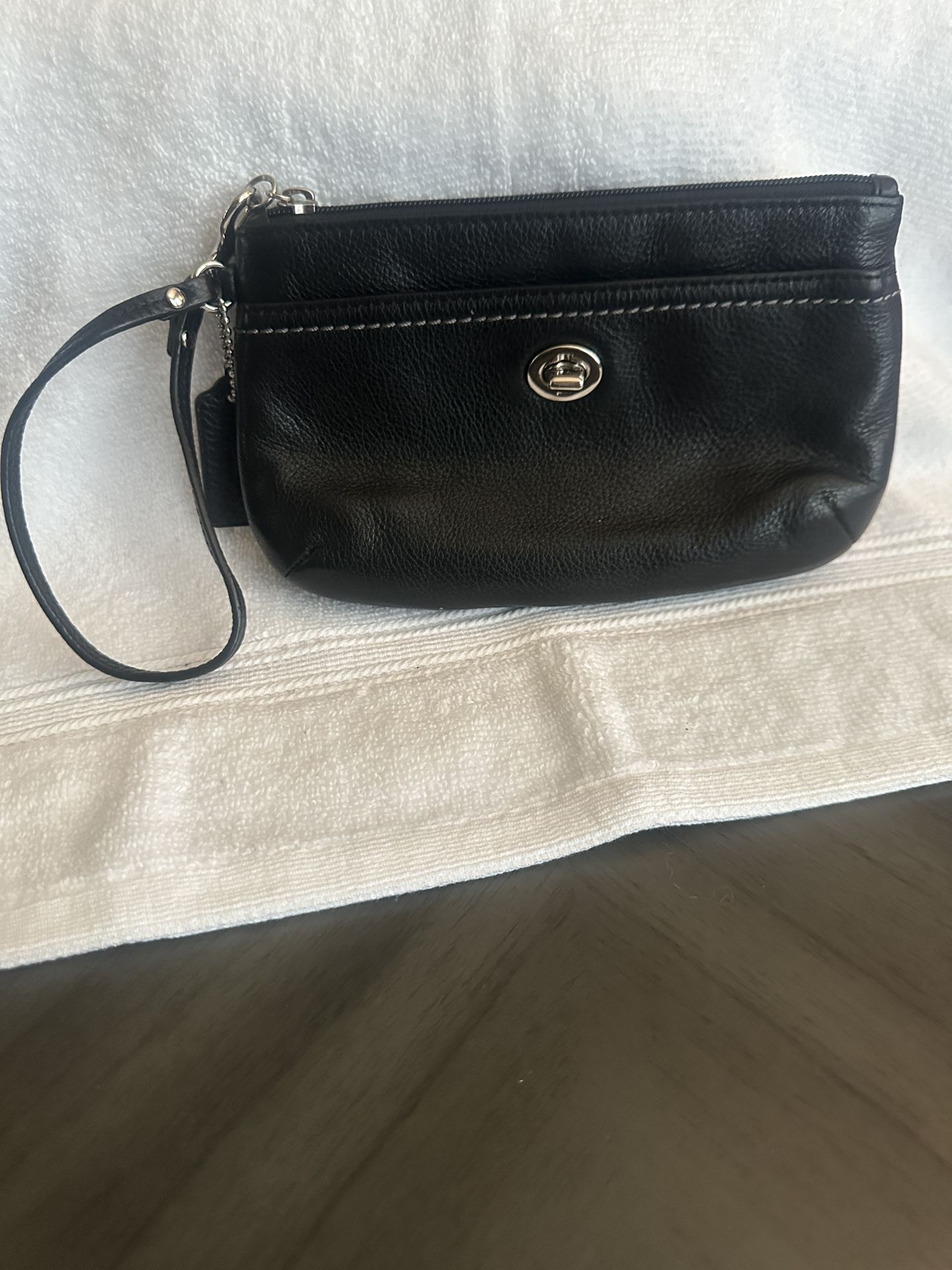 Coach Black Leather Wristlet