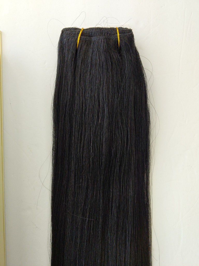22" Jet-black "Full" Clip-on human hair extensions - Get length and fullness - Easy To style yourself
