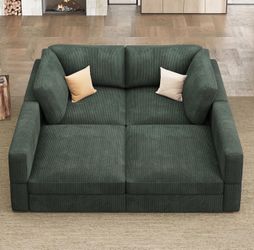 Modular Sectional Couches with Storage Corduroy Sleeper Sofa Modular Sectional Couches for Living Room,Green