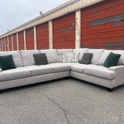 Large Light Gray Living Spaces Sectional Sofa Couch