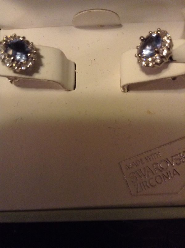 Kiera Couture Sterling Silver Earrings Light Blue Saphire With Kiera Couture Sterling Silver Earrings Light Blue Saphire With Cubic Zirconia