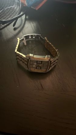 Gold-Tone Dress Watch with Stone Accents