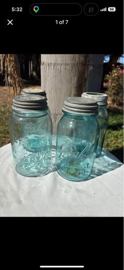 Antique 1920’s-1930’s Teal Blue Ball and Atlas Mason Jars
