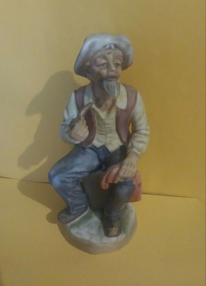 Napco Napcoware Old Man Sitting Pipe Ceramic Porcelain Vintage Collectible Cowboy Western West Grandpa C-5699 #5699
