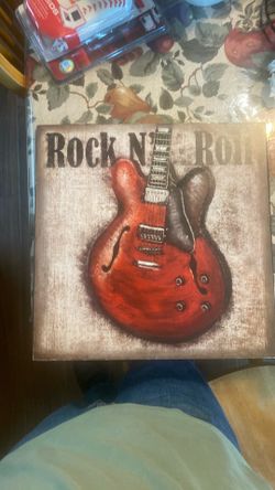 Walmart Rock n Roll Guitar Wood Wall Sign Vintage/Retro Ready to Hang