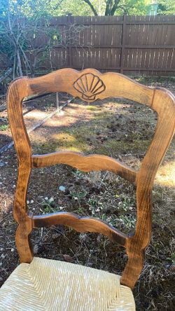 Curvy Backed Dining Chair With Woven Seat Handmade Vintage