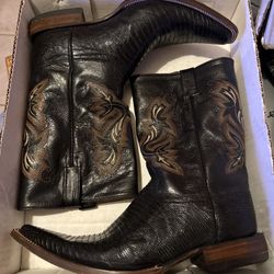 Armadillo Black Leather Cowboy Boots size 11 EE