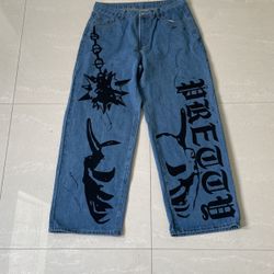 Y2K Gothic Baggy Jeans  (SIZE L)