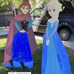 5ft Wood Frozen Theme Elsa And Anna 