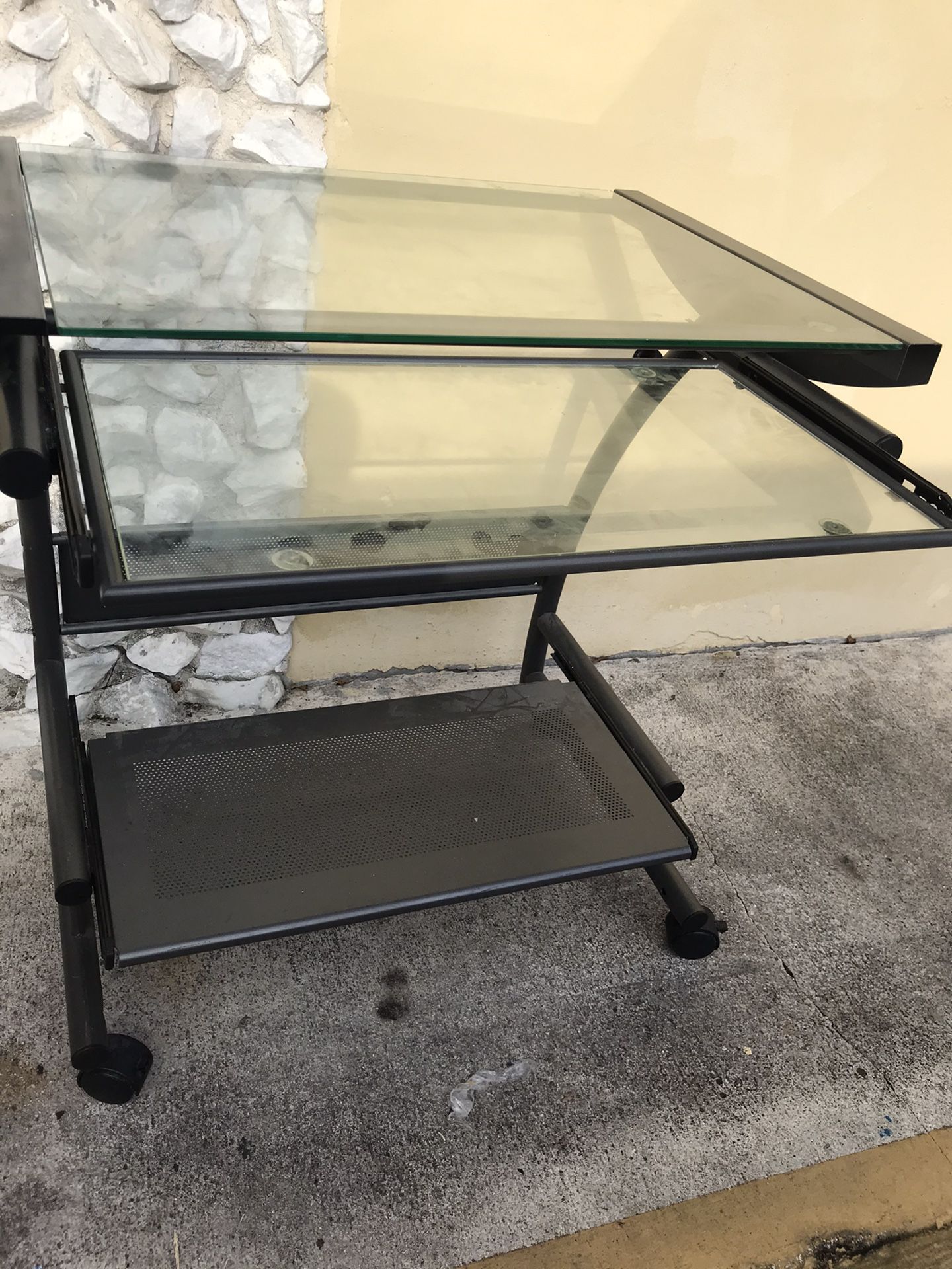 1 office desk / Glass computer for $40 Like New