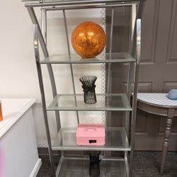 Chrome And Glass Shelving Unit