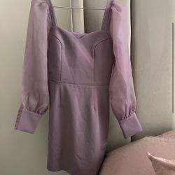 Lichi purple puff sleeve dress