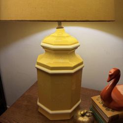 Vintage Yellow Hand Painted Lamp