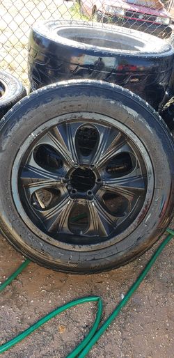 6 lug chevy rims, All 4 rims, Plastic dipped black, originally chrome, 3 tires hold air but need to be replaced soon, Size 20" need gone asap!! Obo!