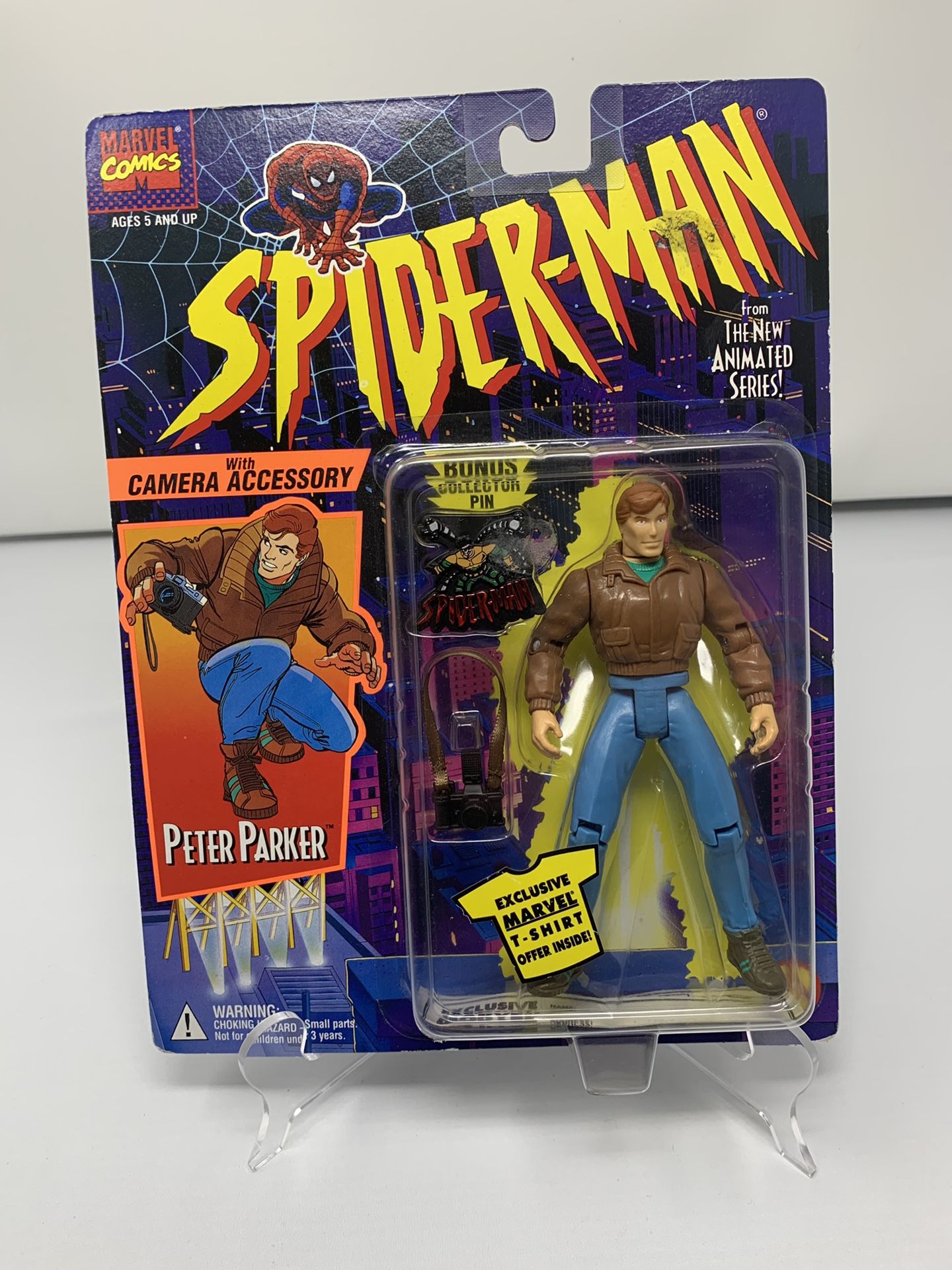 Vintage Peter Parker w/ Camera accessory Action Figure from the 90’s Spider-Man The Animated series (Brand New)