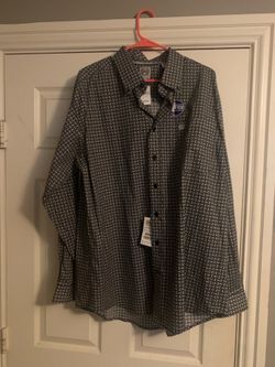 Men’s Stretch Classic Fit Button Down Western Long Sleeve Shirt Size Large. Cash Only Please