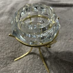 Partylite 5" Solitaire Diamond Shaped Votive Tea Light Candle Holder Gold Stand