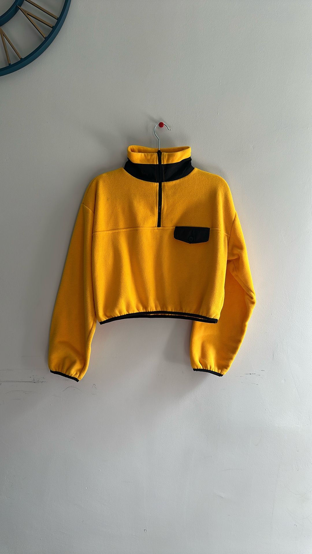 Vintage Inspired Cropped Fleece With Black Trim