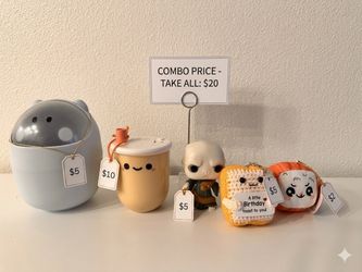 Cute containers, boba lamp and soft toys
