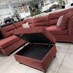 Sectional With Storage Ottoman 🔥 Take It Home With Only $50 Down 