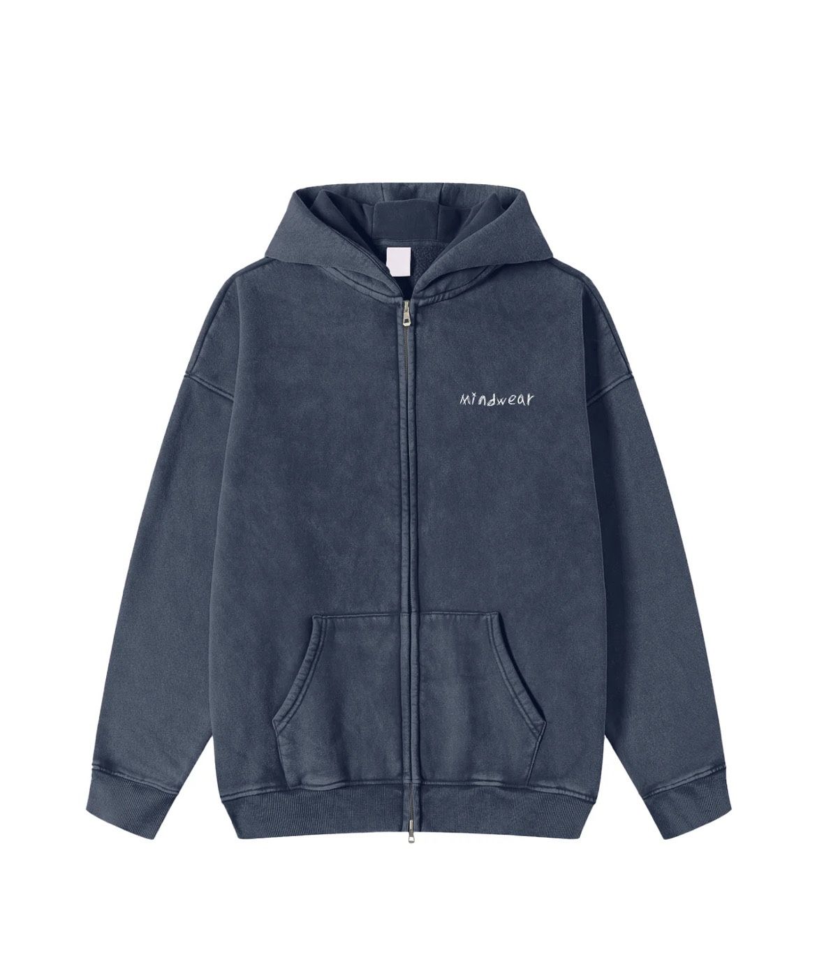 Snow Washed Zip-Through Fleece Hoodie