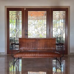 Emma Mason- Distressed Tufted Leather Loveseat