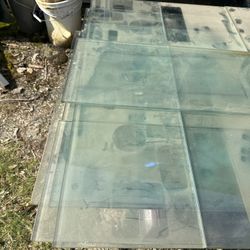 Glass shelves, Tempered, 14” wide 3/8” beveled edges w/wall brackets