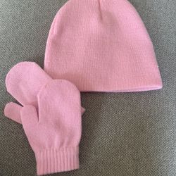 NEW Baby Girl Hat And Mittens (6-20 months)