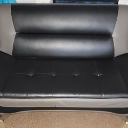 Two Faux Black Leather Couches