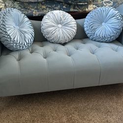 Blue Tufted Settee