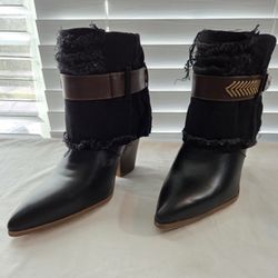 Cape Robbin Flory Gem Belt Decor Denim Fold Over Pointed Booties 