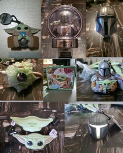 Bath and body works mandalorian & grogu, coin purse, wall flower, pocketbac, sponge, car fragrance