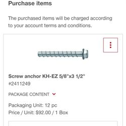 Hilti Screw anchor KH-EZ 5/8"x3 1/2"