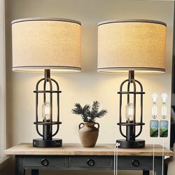 Black Farmhouse Table Lamps 2 Pack 