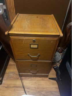 Vintage Solid Wood 2-Drawer Filing Cabinet