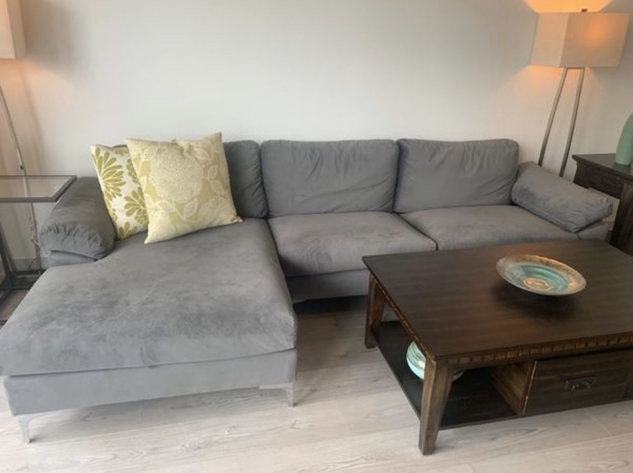 mid century modern grey sectional sofa couch