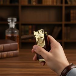 Sormwitt Gold And Brown All-in-one Triple Torch Lighter 