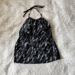 Merona Target Dark Gray and Black Pattern Print Swim Tankini Halter Top Swimwear