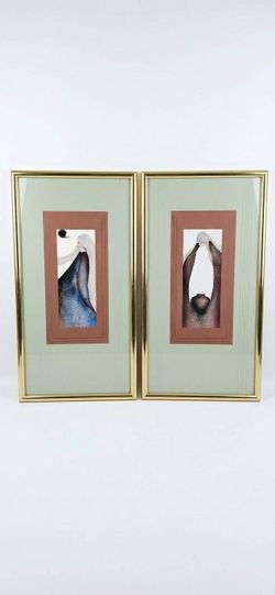 ESTATE SALE / Vintage Amado Maurilio Peña Jr. Framed Art Pair – "Potters" by Kinder-Harris (42x22)